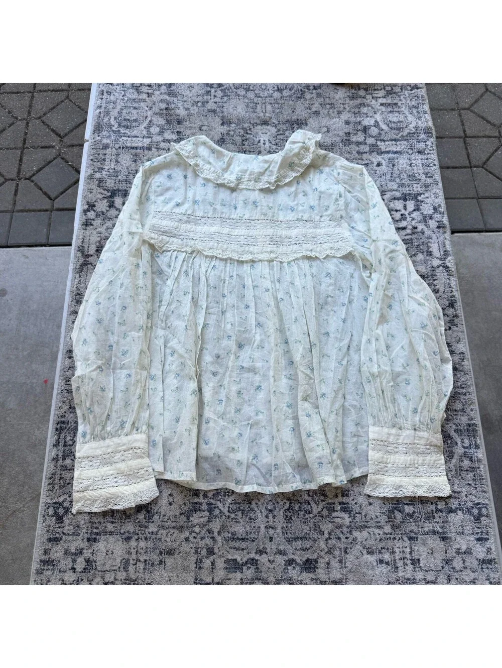 NEW FREE PEOPLE Emmeline Button-Down Blouse Women's Size M Bluebell